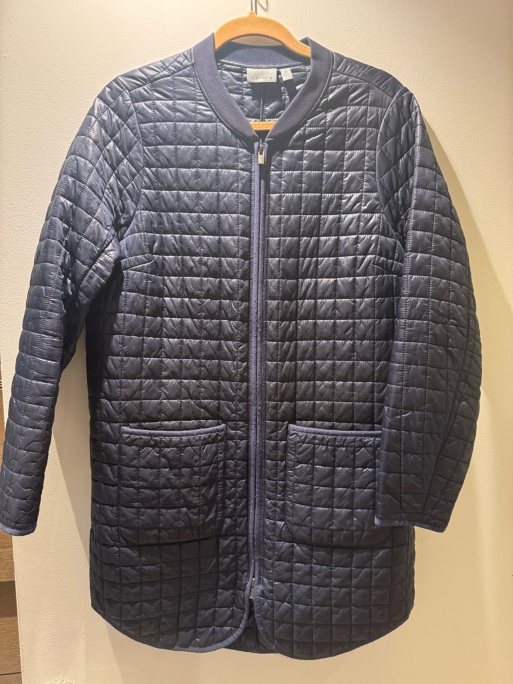 Athleta Navy Quilted Long Puffer Jacket